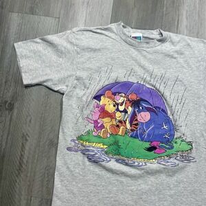 VTG 90s Winnie The Pooh Disney Umbrella Rain Size M Tigger Eeyore Piglet‎ Tshirt